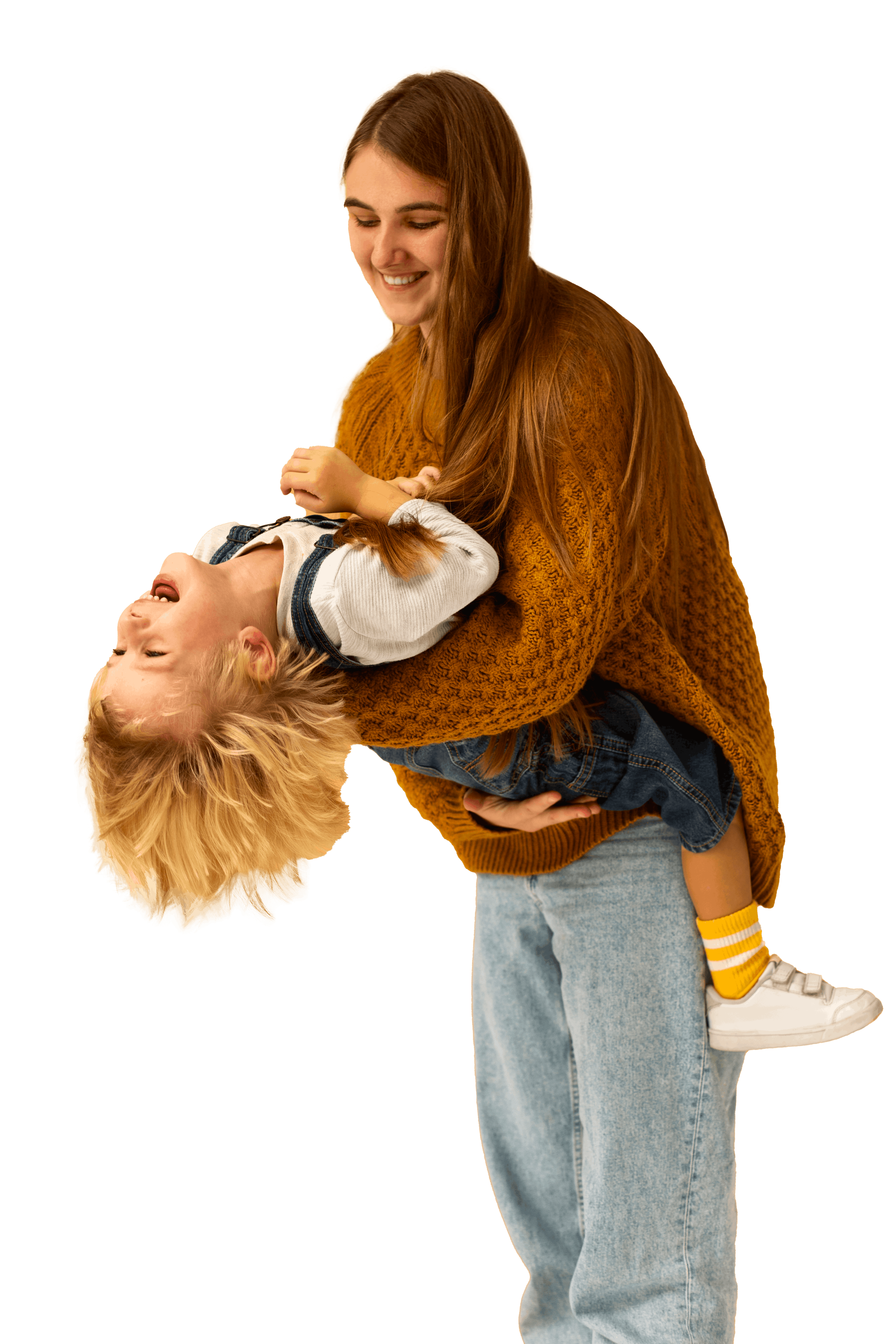 Parent smiling with child after finding childcare through TinyTend